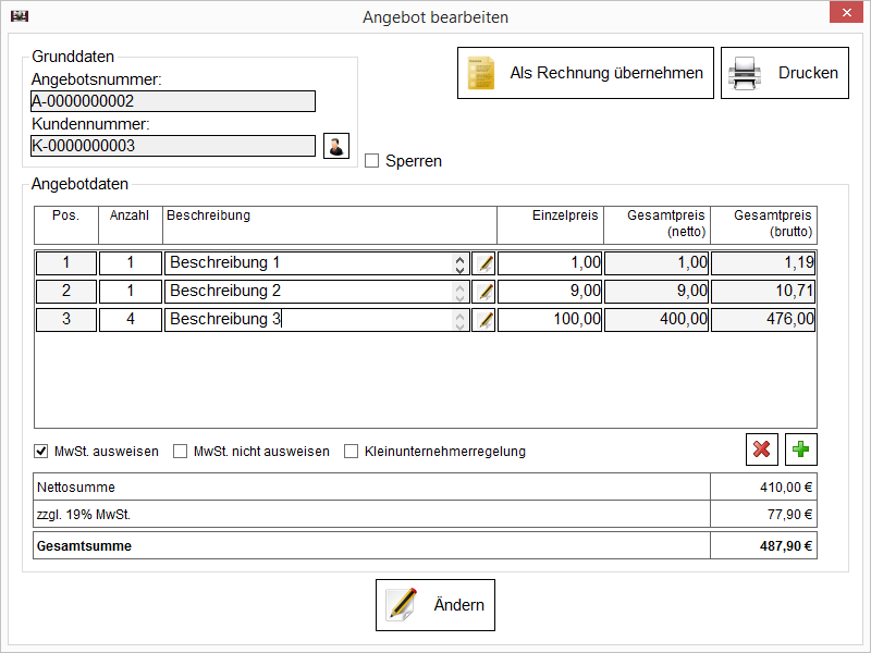 PCT-Buchhaltung | Verwaltung von Kunden, Angeboten, Rechnungen, Mahnungen und Gutschriften - Screenshot 8.