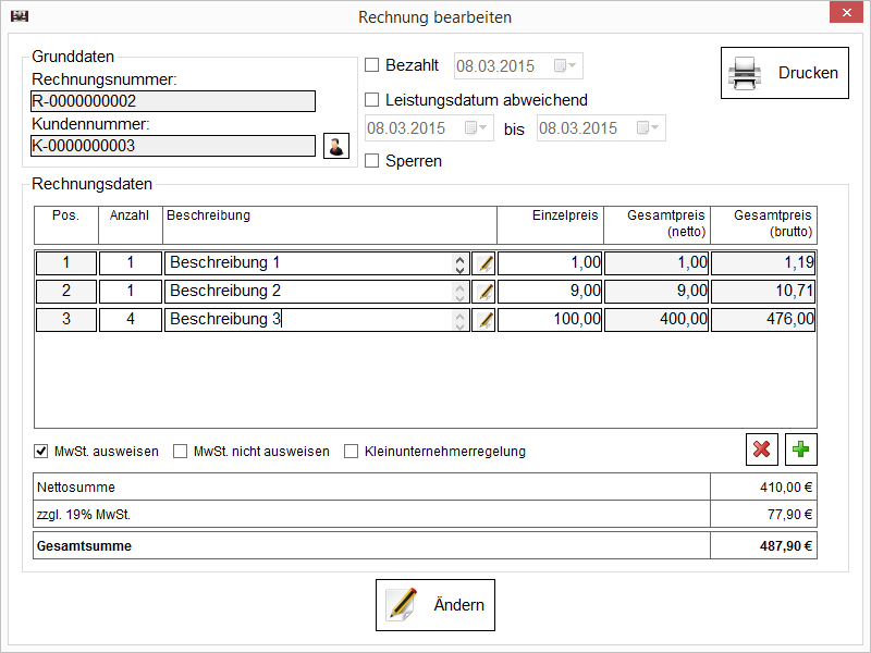 PCT-Buchhaltung | Verwaltung von Kunden, Angeboten, Rechnungen, Mahnungen und Gutschriften - Screenshot 9.