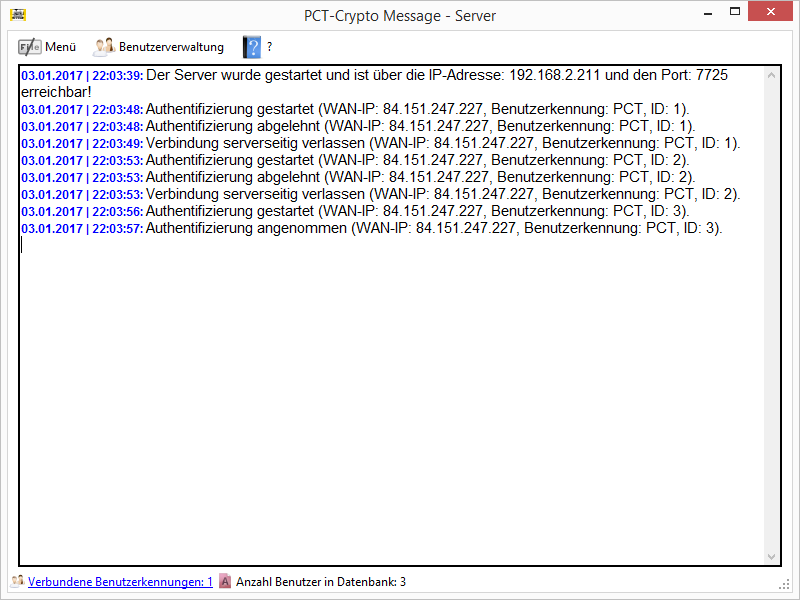 PCT-Crypto Message - Server | Programm, Chat, Nachrichten - Screenshot 3.