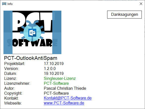 PCT-OutlookAntiSpam | Verschiebt Spam-E-Mails - Screenshot 6.