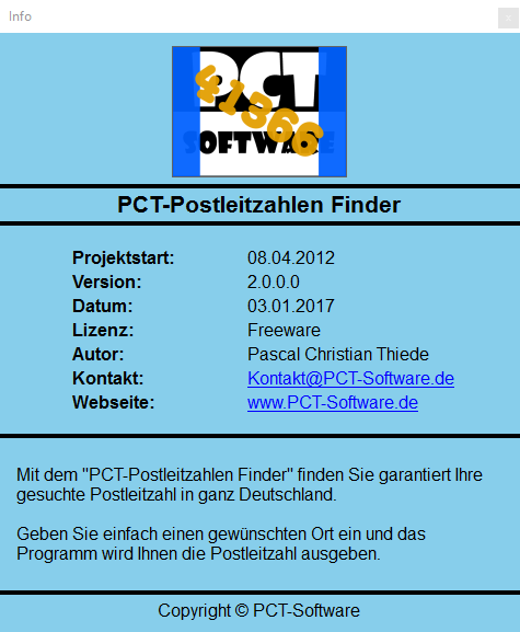 PCT-Postleitzahlen Finder | Findet die PLZ über die Ortsangabe - Screenshot 3.