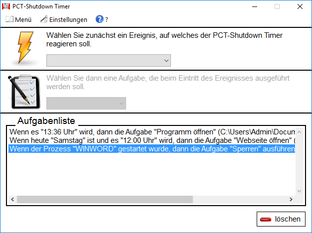 PCT-Shutdown Timer | PC nach Zeit herunterfahren lassen - Screenshot 2.